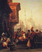 Ivan Aivazovsky Coffee-house by the Ortakoy Mosque in Constantinople oil painting on canvas